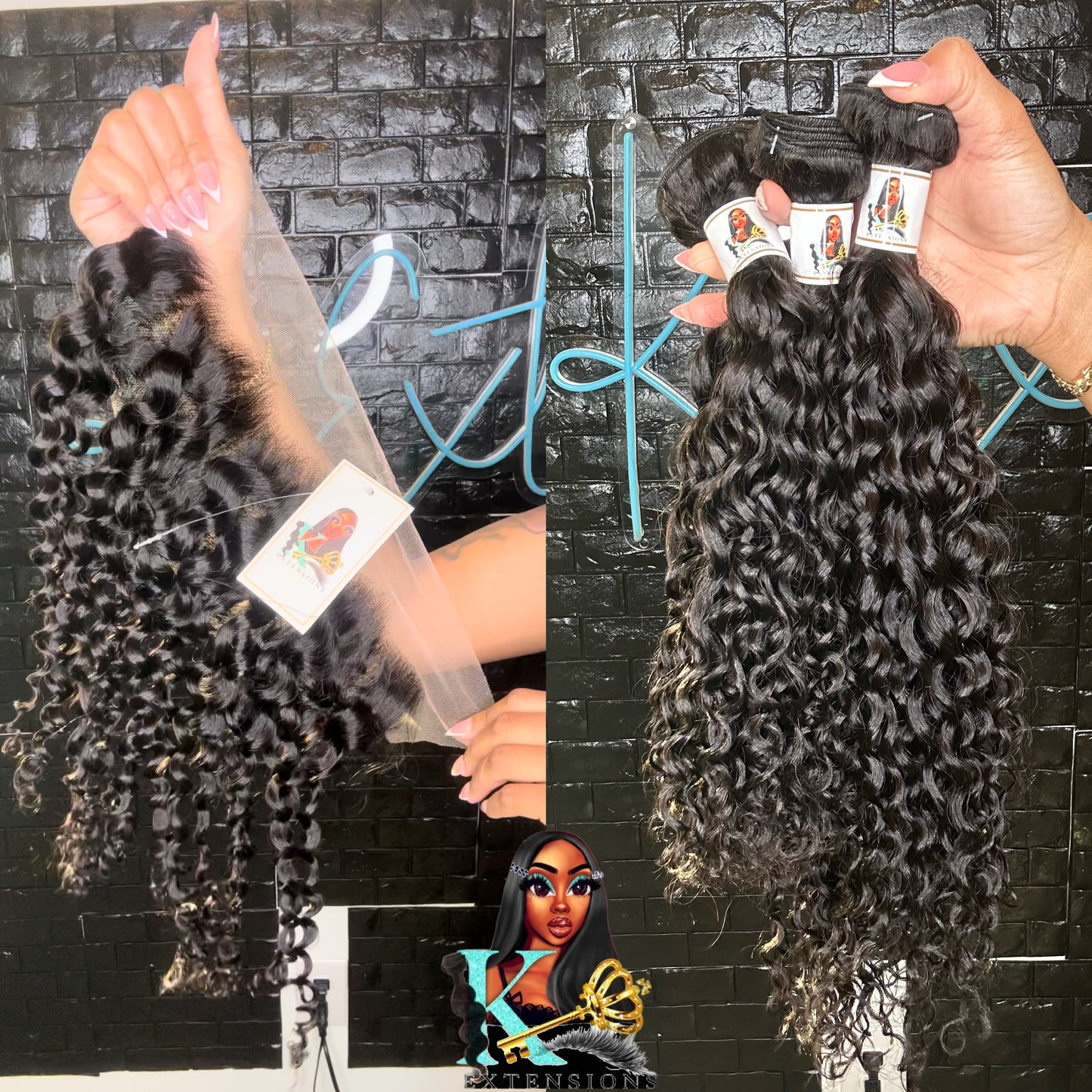 Spanish curly frontal/ bundle deal