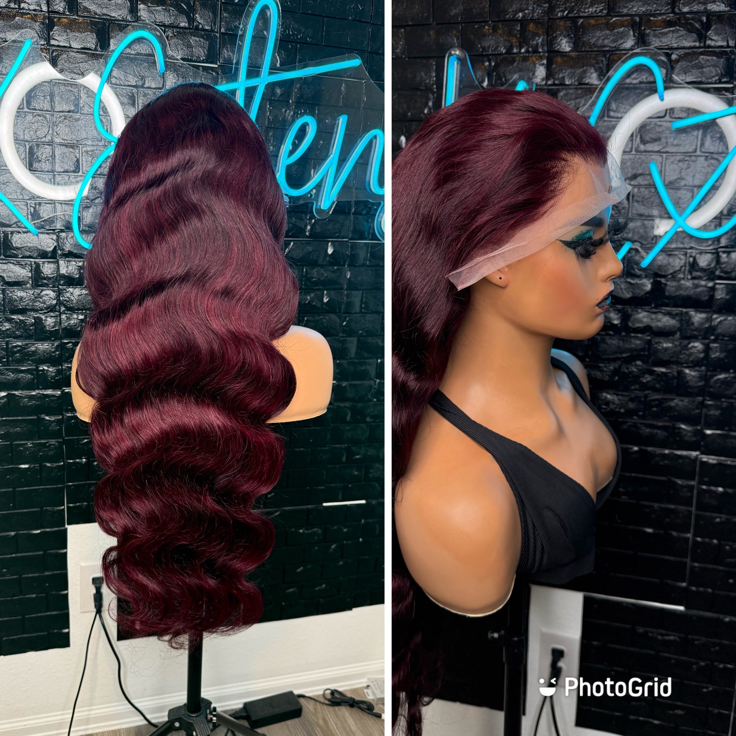 28 inch Dark burgundy frontal wig